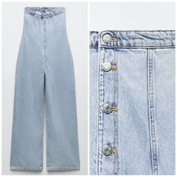 ZARA TRF STRAPLESS DENIM JUMPSUIT 8197/059 - Picture 8 of 10